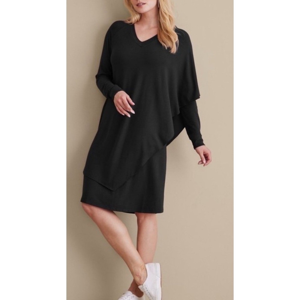 Soft Surroundings NWT Marla Dress Luxe Black Long Sleeve Size Pm